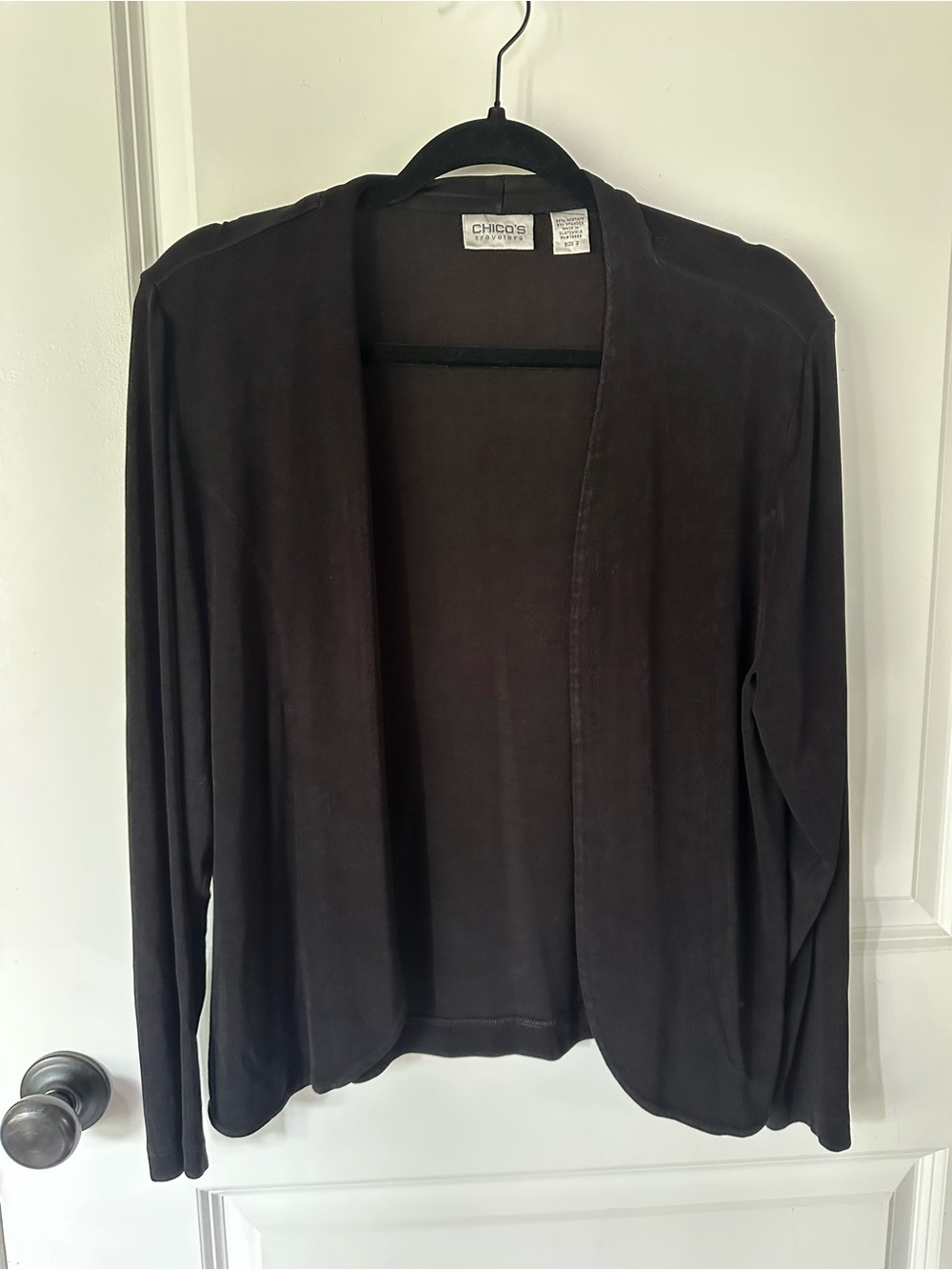 Chico's size 2 travelers collection Open-Front Drapey Cardigan - Black